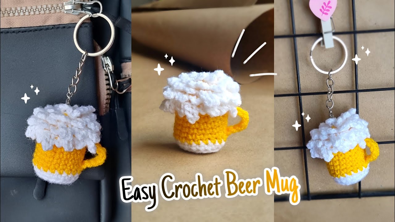 Crochet Mini Beer Glass Keychain Tutorial 🍺 | Step-by-Step for Beginners