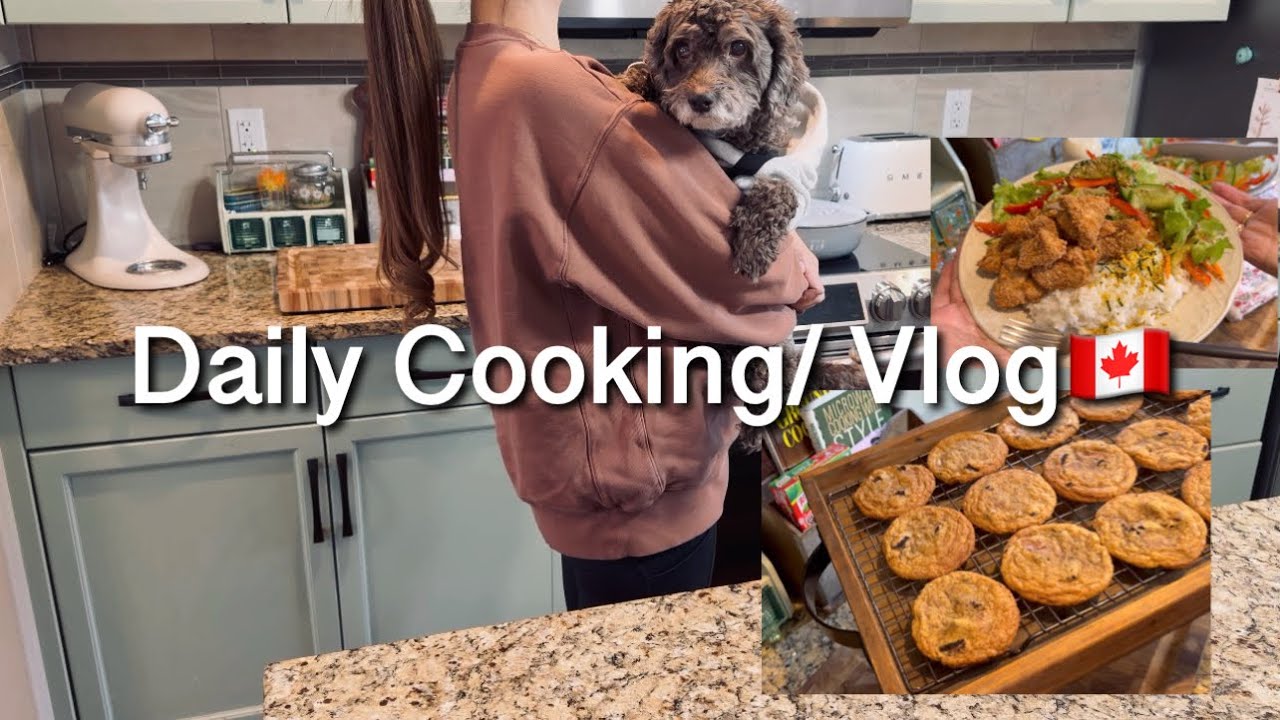 【カナダ暮らしと家庭料理🇨🇦】もう日本が恋しいなVlog/揚げない唐揚げ/チョコチャンクオレオクッキー🍪🍫/冬の乾燥対策✋