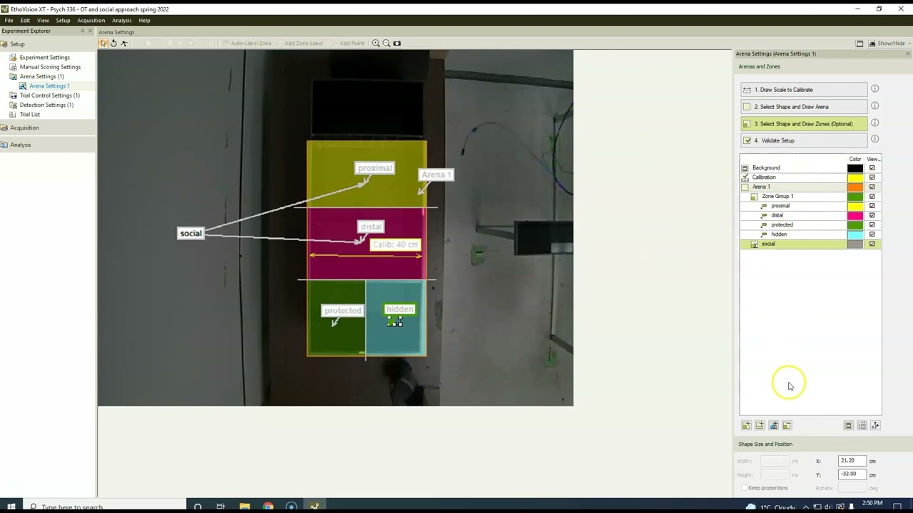 setting up ethovision for social approach - spring 2022