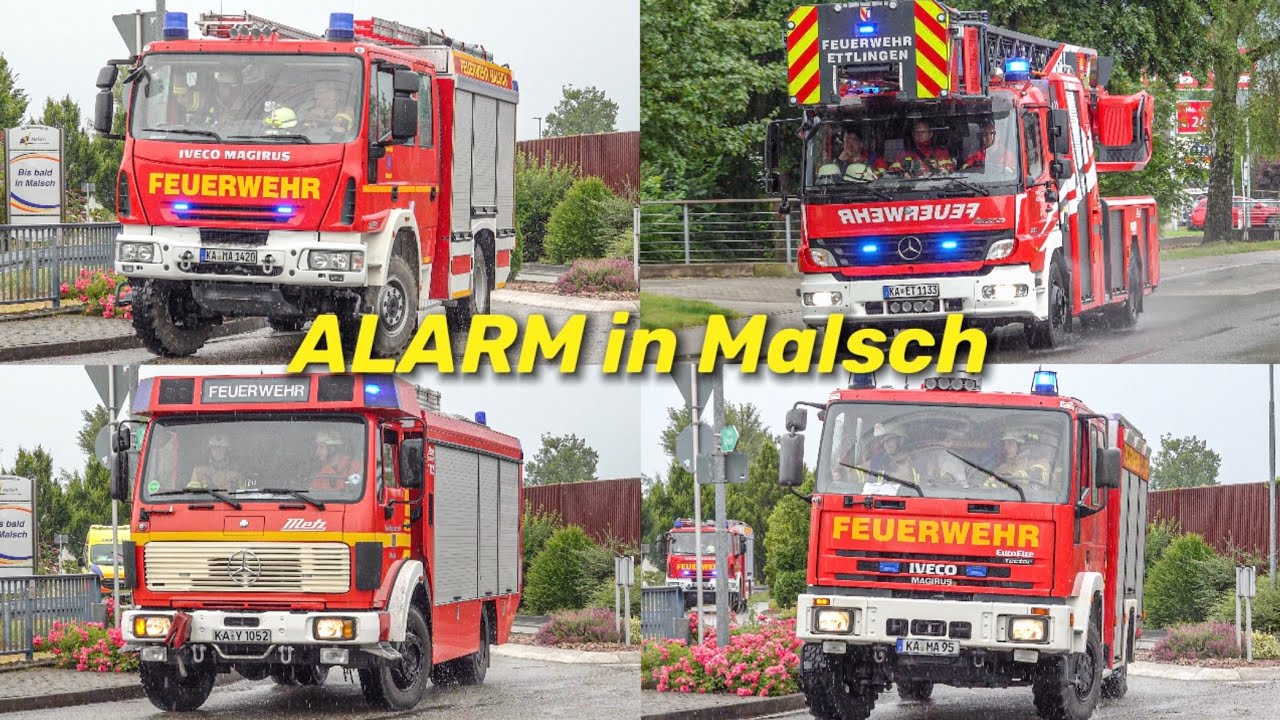 [KELLERBRAND] Einsatzfahrten Feuerwehr Malsch, Ettlingen & Pro Medic zu Großübung | PRESSLUFT 🔊