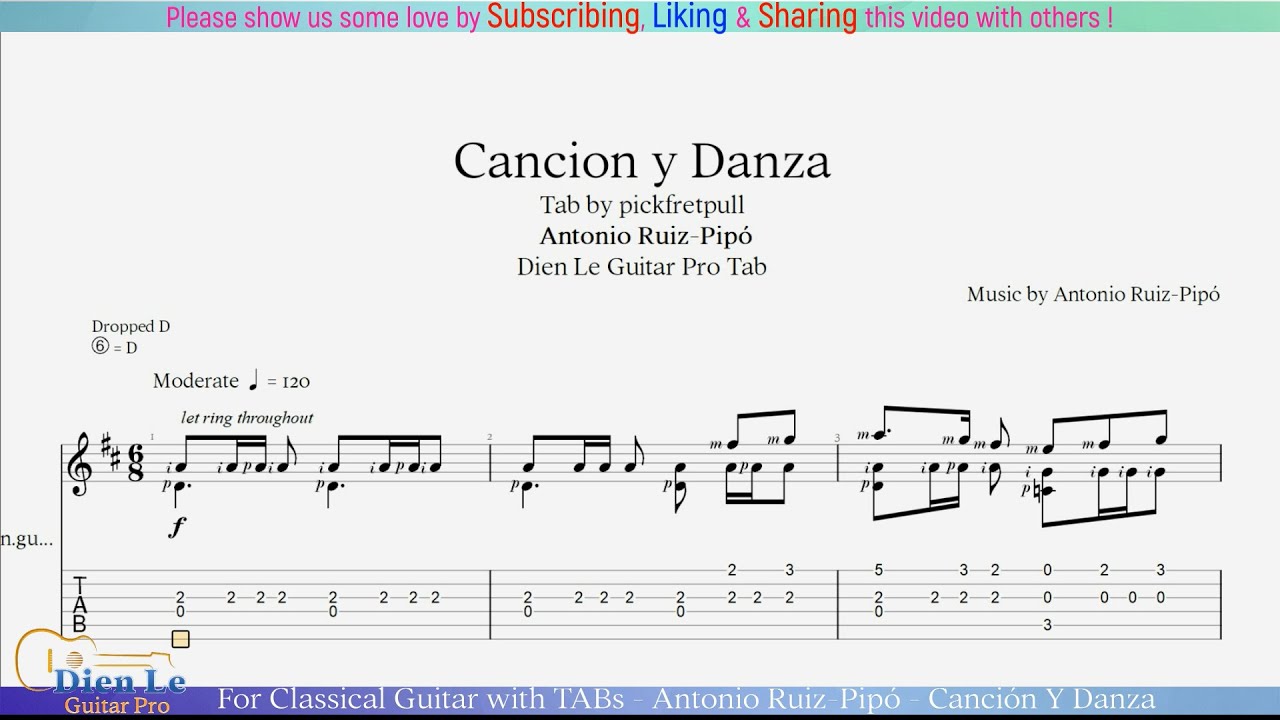 For Classical Guitar with TABs - Antonio Ruiz-Pipó - Canción Y Danza