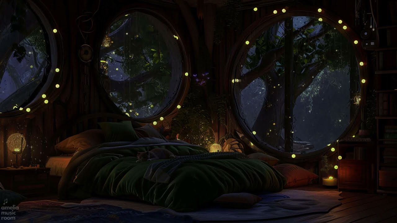 Relaxing Sound of Rain in Dark Bedroom, Pixie Hollow 🌧️- Rain Sounds for Sleep , Study ,Meditation