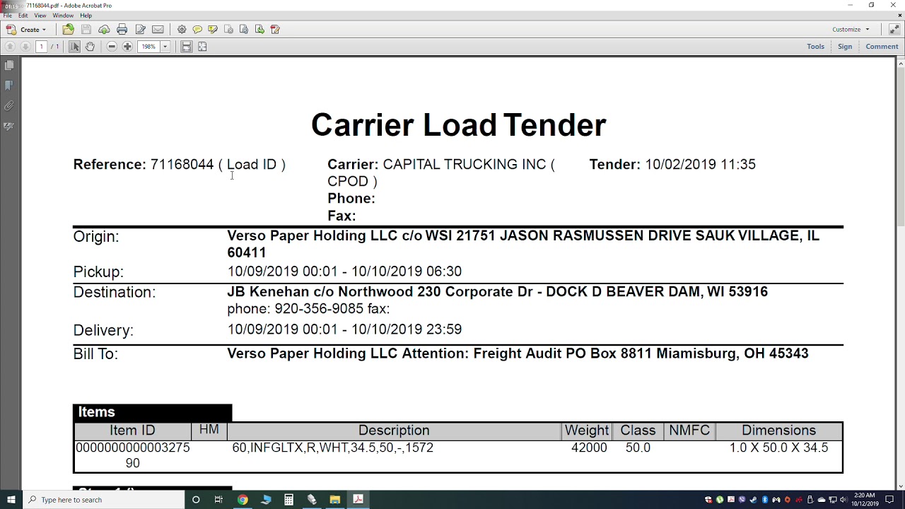How to enter load in the system-Pro Transport