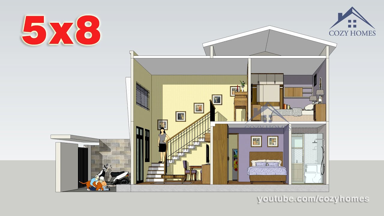#CozyHomes | Mẫu Nh&agrave; Cấp 4 G&aacute;c Lửng 5x8m | House Design 5x8m