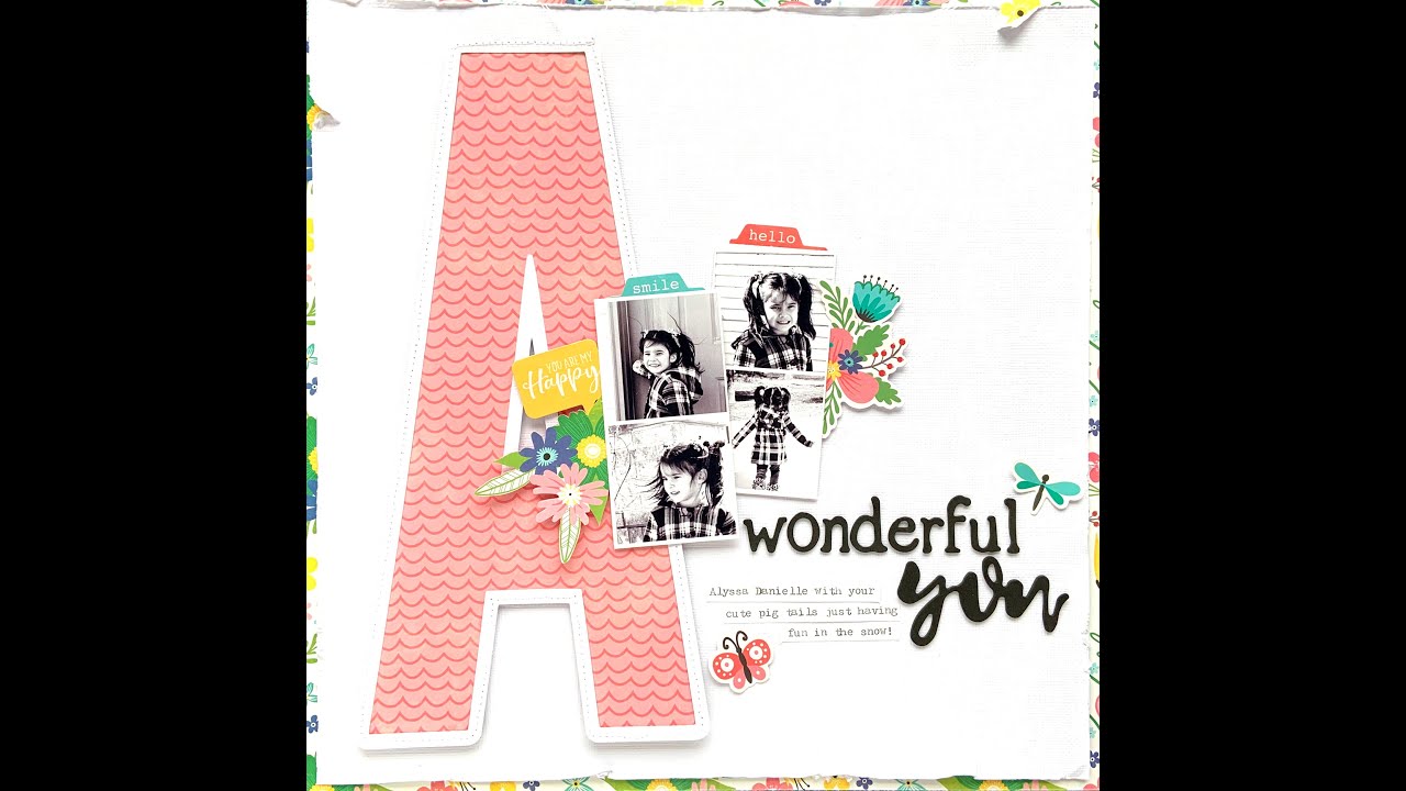 Scrapbooking using a large Monogram with Jillibean Soup designer Erica Thompson