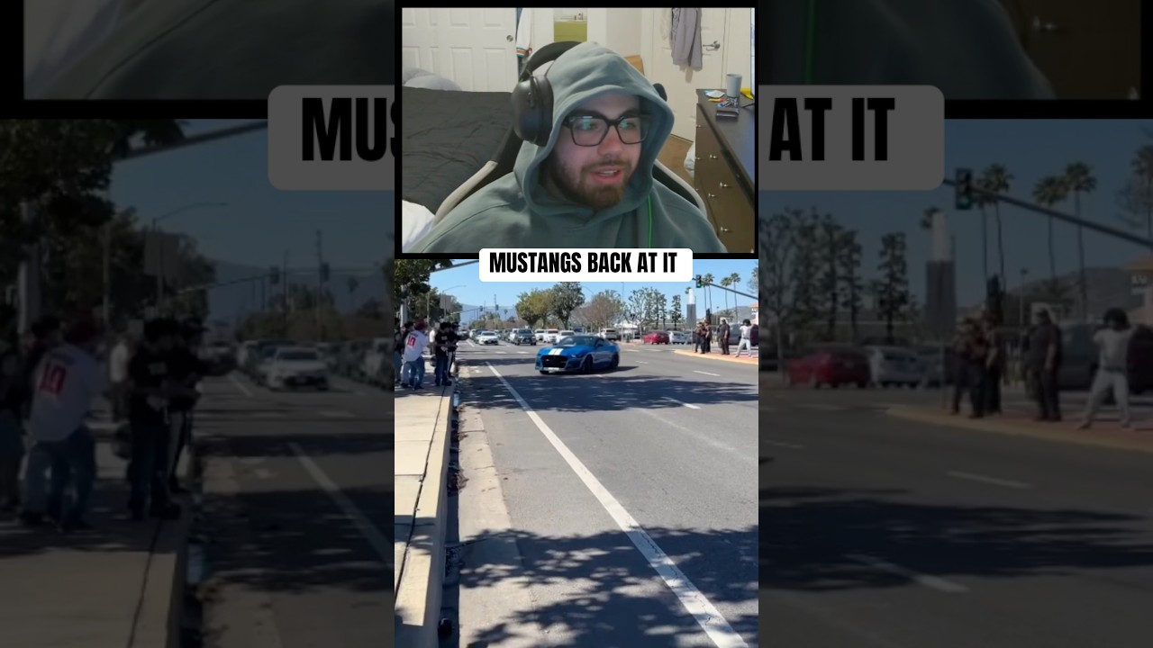Mustang Nearly Crashes Into People Leaving Car Meet