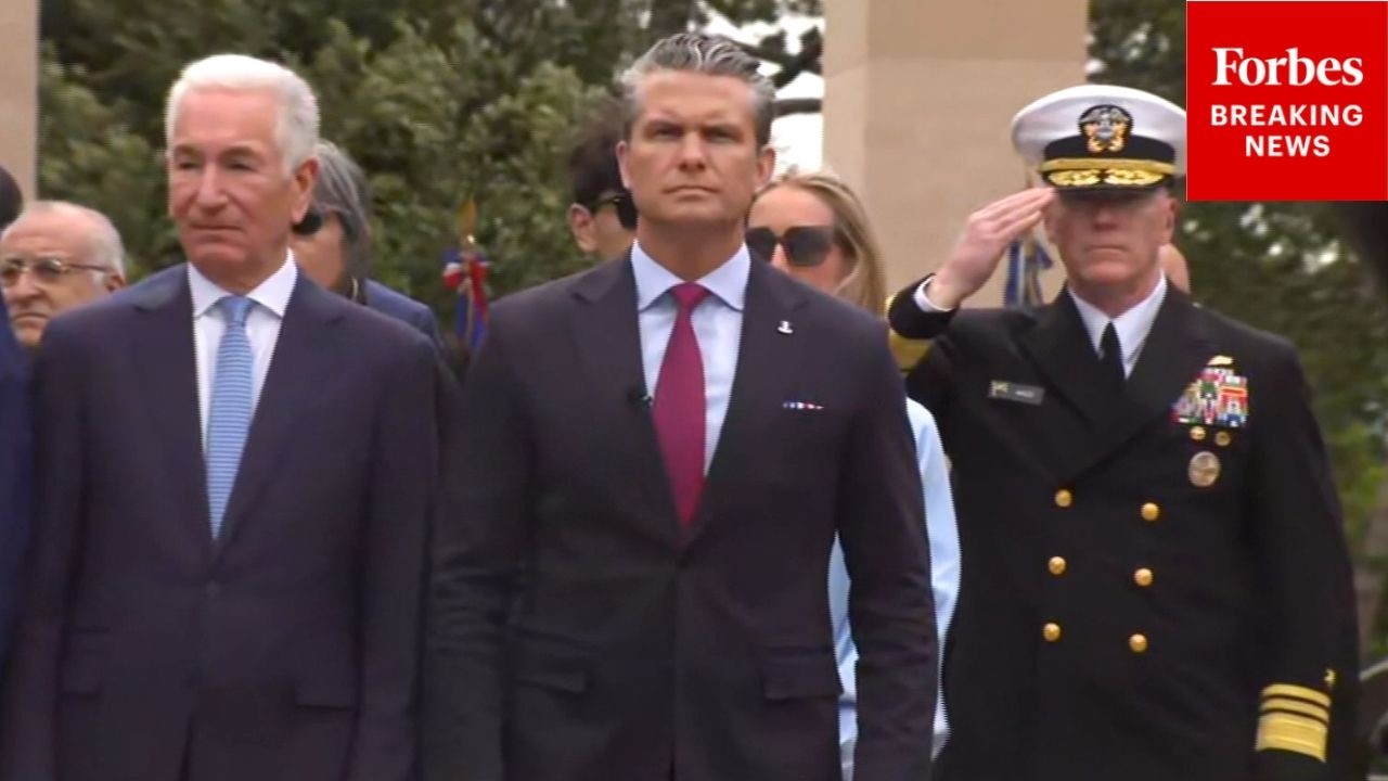 War Secretary Pete Hegseth Attends Normandy American Cemetery Ceremony In Colleville-Sur-Mer, France