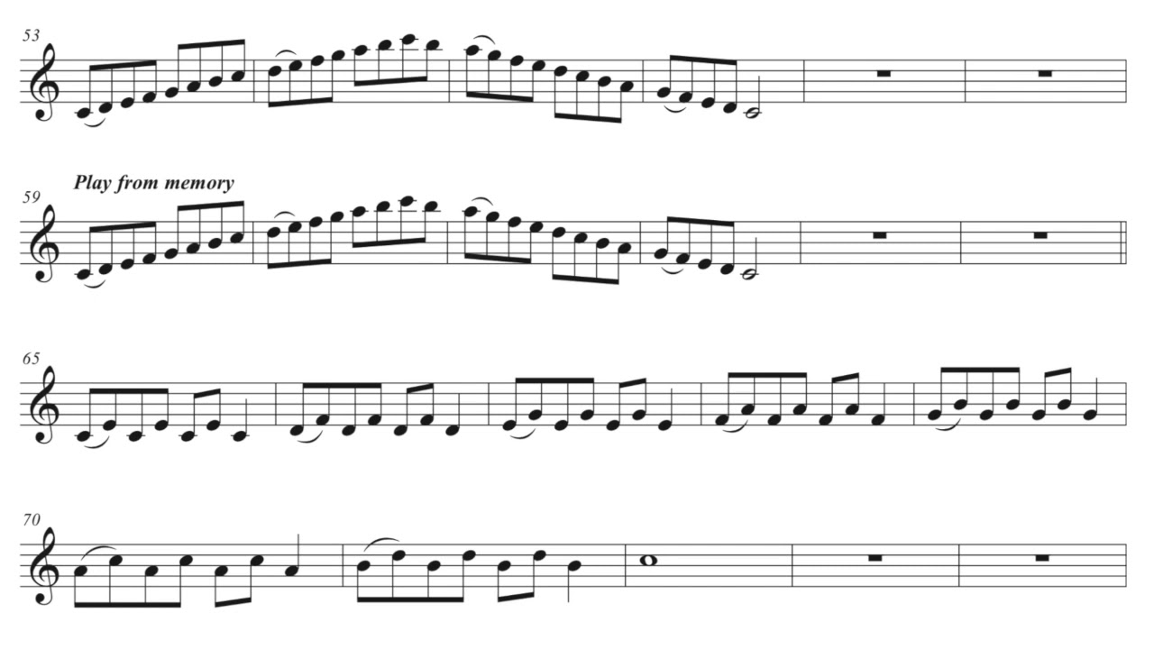 C major scale exercise sheet