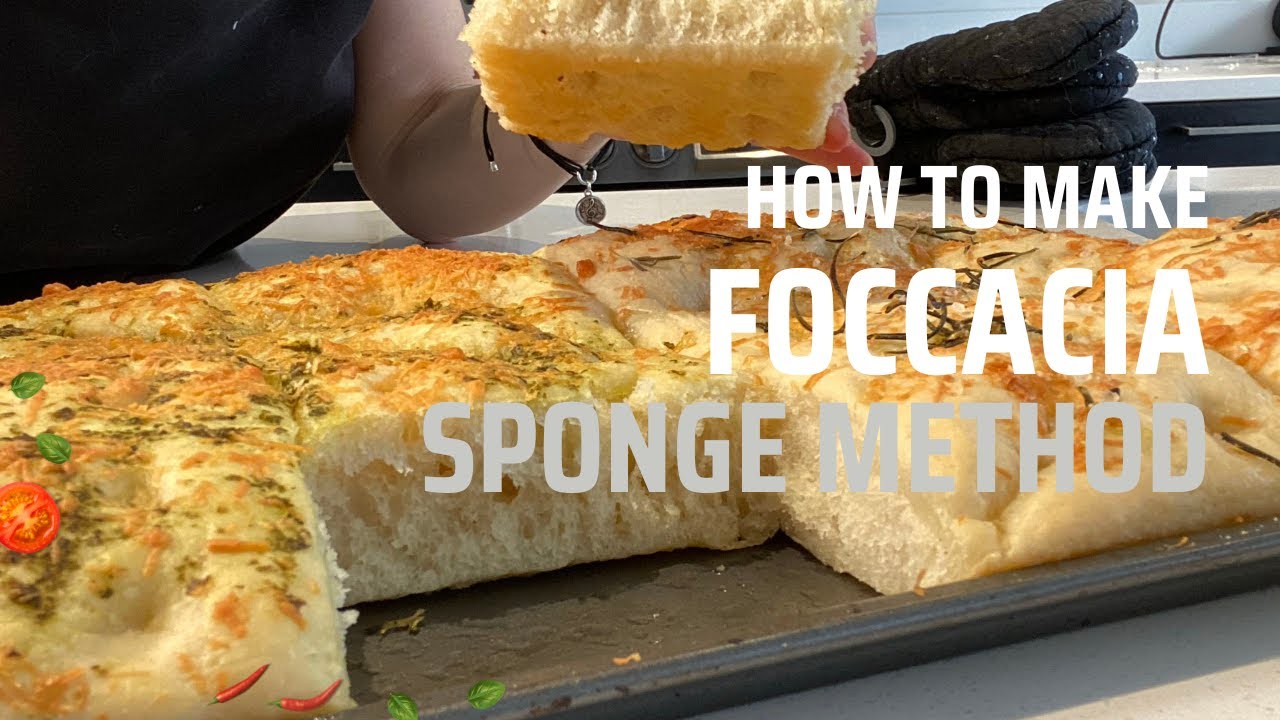 Easy Homemade Focaccia Sponge Method with Rosemary and Coarse Salt Crunchy and Soft..