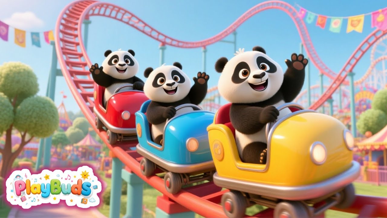 Three little panda's Go to the Amusement park | Fun Kids Song | PlayBudS