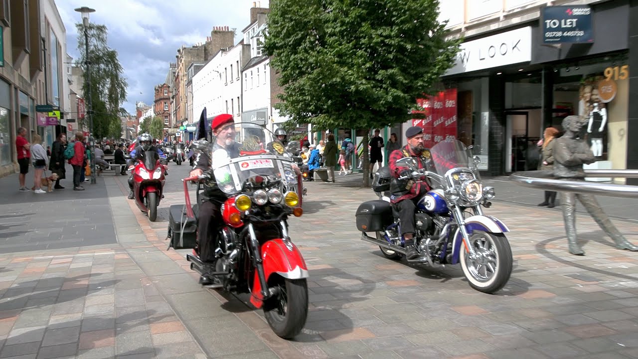 Motorcycle Riders Branch RBLS veterans riding along High Street for 2023 City of Perth Salute