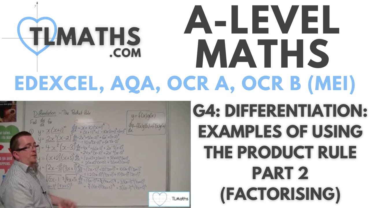 A-Level Maths: G4-13 Differentiation: Examples of using the Product Rule Part 2 (Factorising)