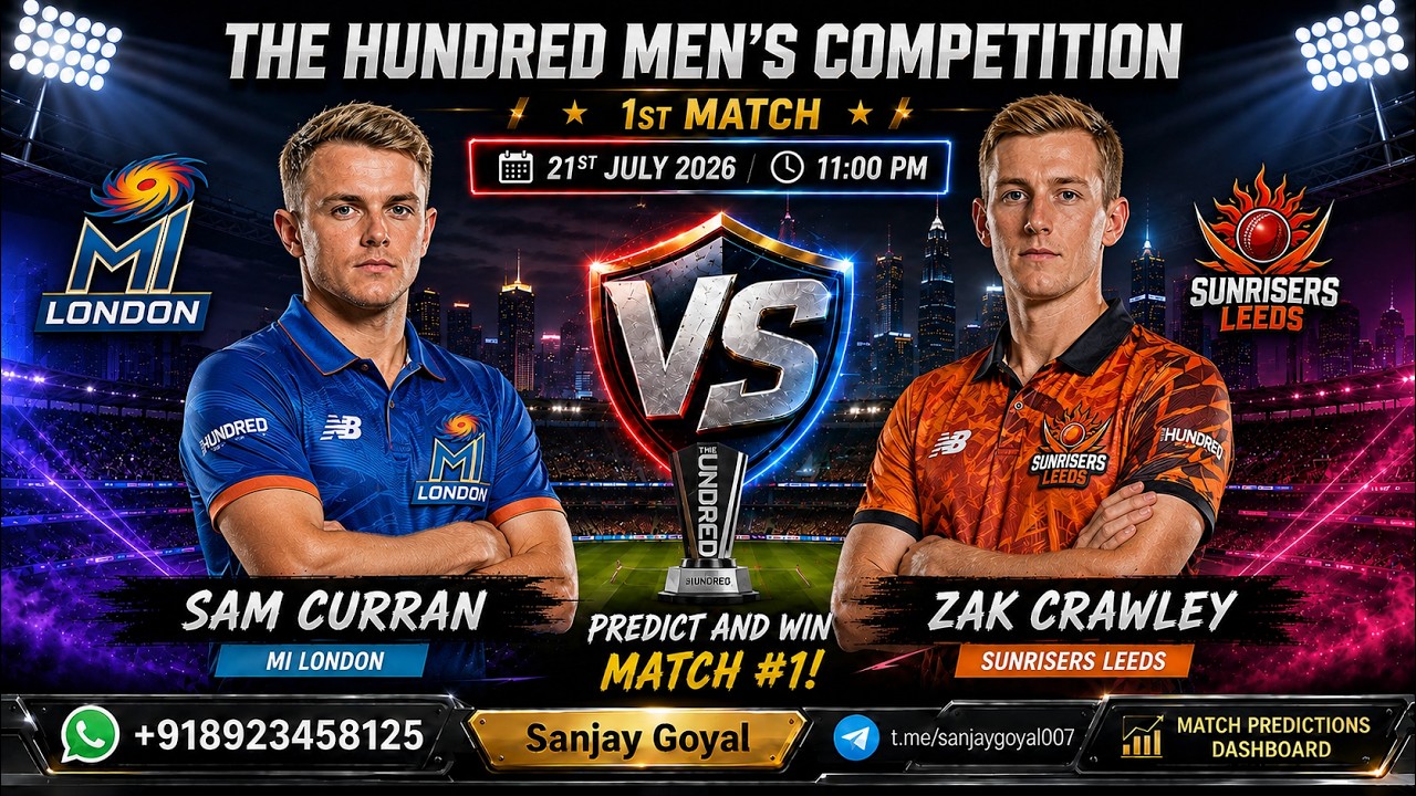 1st Match Prediction The Hundred Ball 2026 | MI London vs Sunrisers Leeds Match Winner | MIL vs SUL
