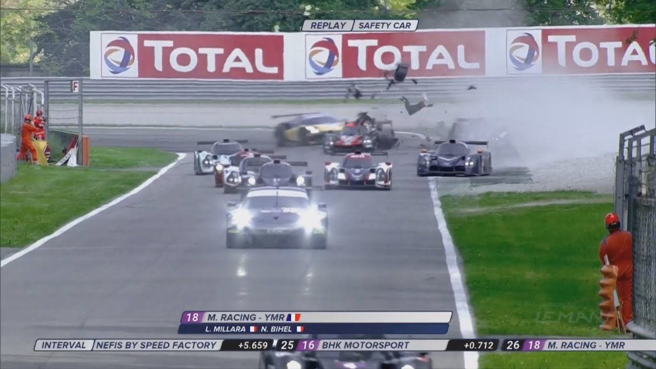 ELMS 2018. 4 Hours of Monza. Big Crash
