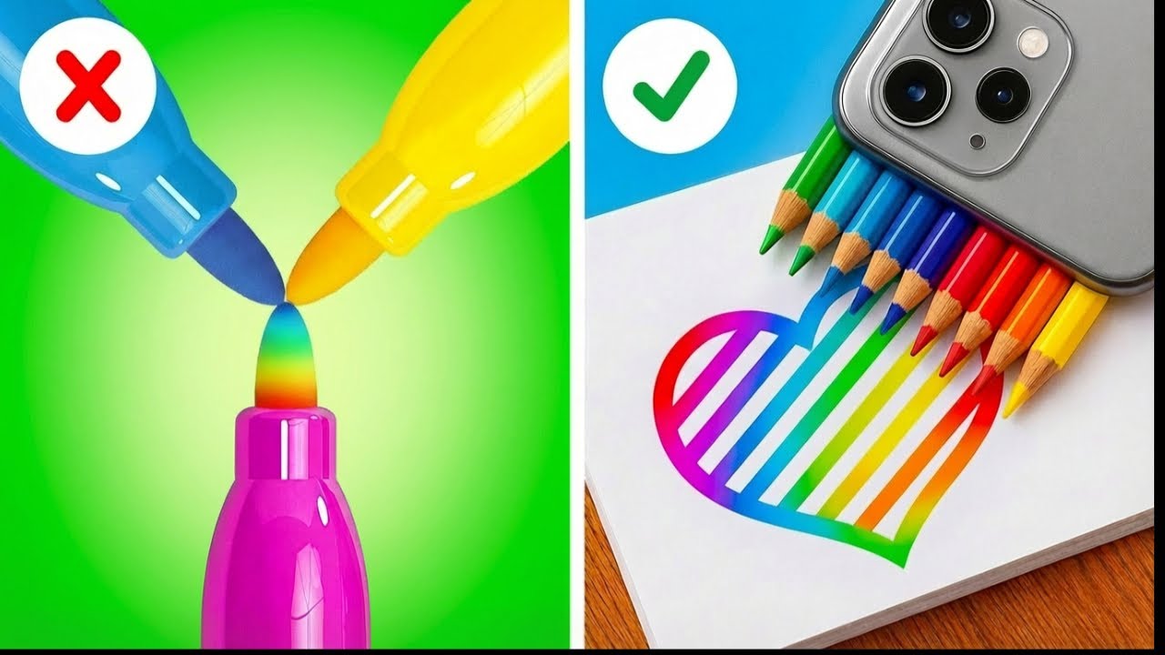 Tutorial de Desenho FÁCIL para Iniciantes 🎨 Desafio de Arco-íris DIY por 123GO! LIKE