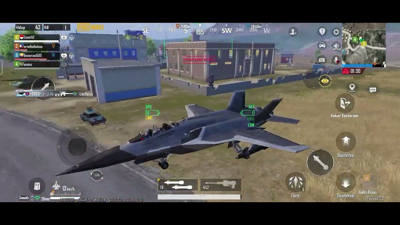 Menerbangkan jet ke 75 PUBG Tim playlist 