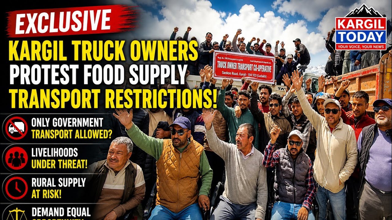 Kargil Truck Owners Protest Food Supply Transport Restriction, Demand Fair Inclusion