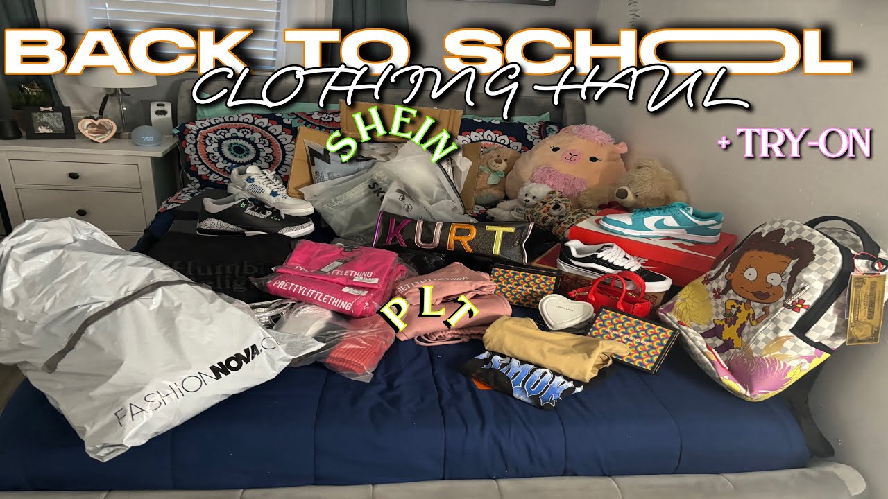 BACK TO SCHOOL CLOTHING HAUL + TRY-ON || 2024 | shein, plt, fashion nova, kurt geiger, + more