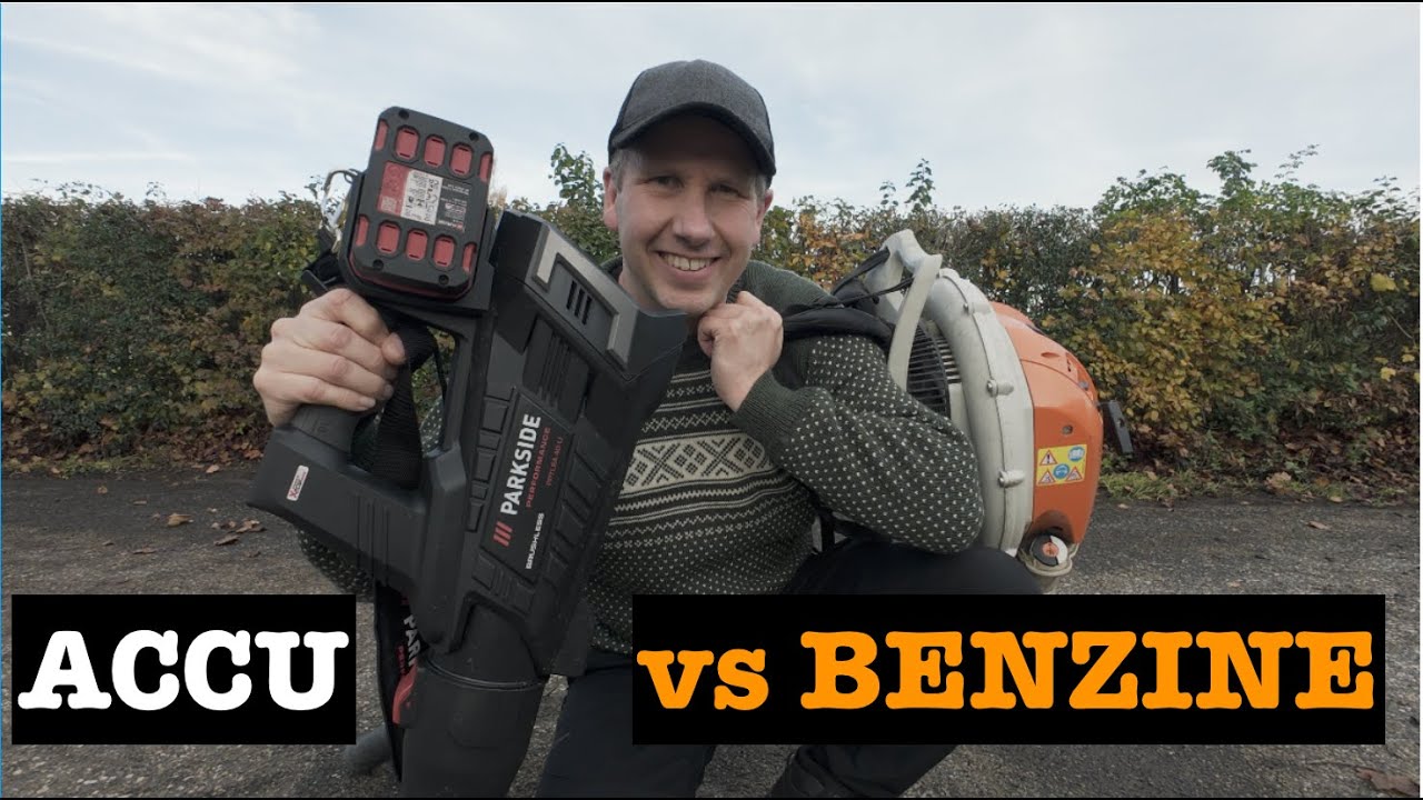 Accu vs Benzine! Parkside vs Stihl! Wie blaast wie weg?!