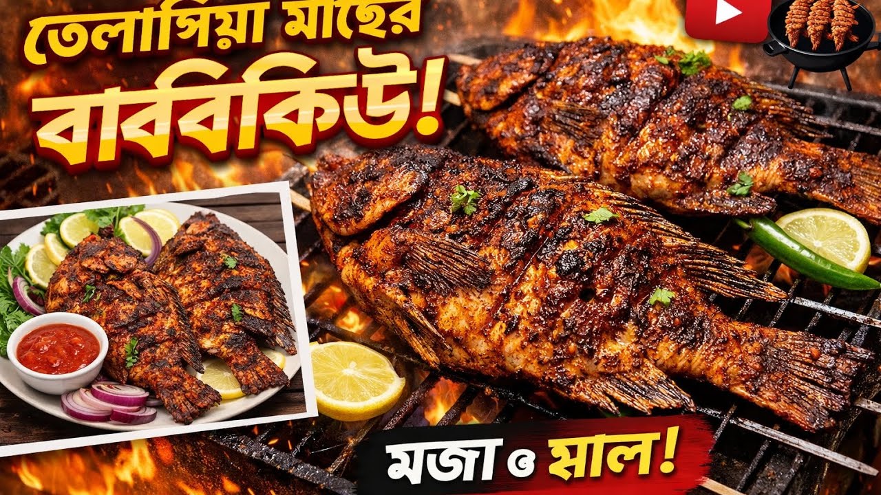 BBQ এক কামড়েই প্রেম 💛স্মোকি তেলাপিয়া মাছের পারফেক্ট BBQ 🔥🐟ট্রাই না করলে মিস!