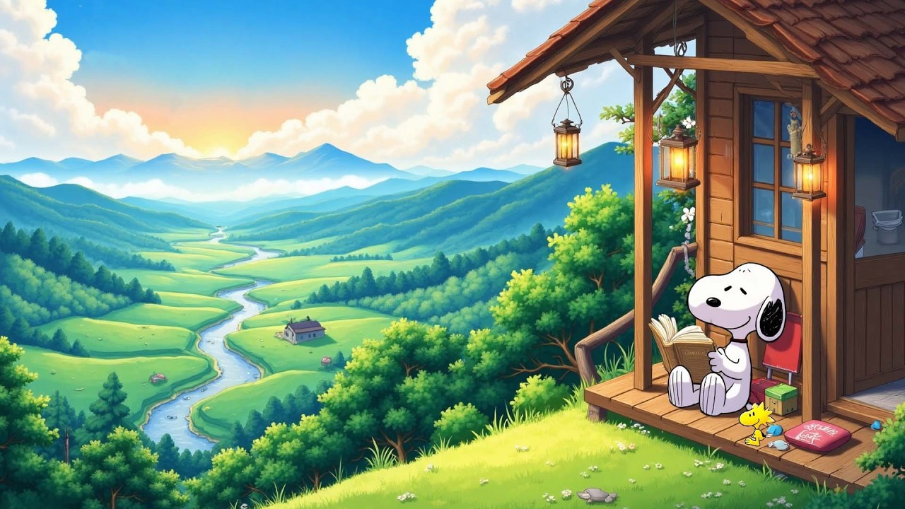 Enjoy a warm spring reading session with Snoopy 🌸 Relaxing Lofi music for studying and unwinding