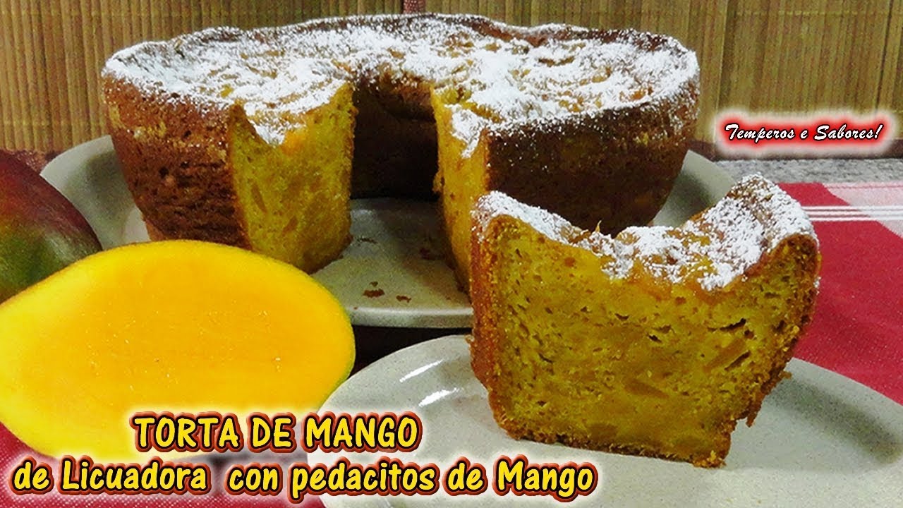 TORTA DE MANGO DE LICUADORA con pedacitos de Mango,fácil y deliciosa