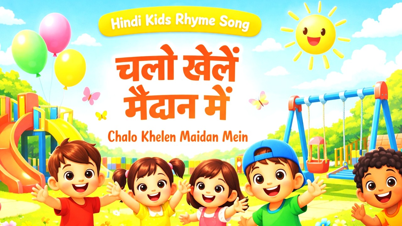 चलो खेलें मैदान में | Chalo Khelen Maidan Mein | Hindi Kids Rhyme Song | Playground Action Rhyme