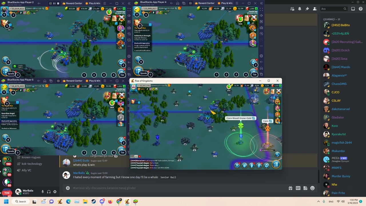 Rise Of Kingdom Bluestack Sync Instances for controlling both accounts
