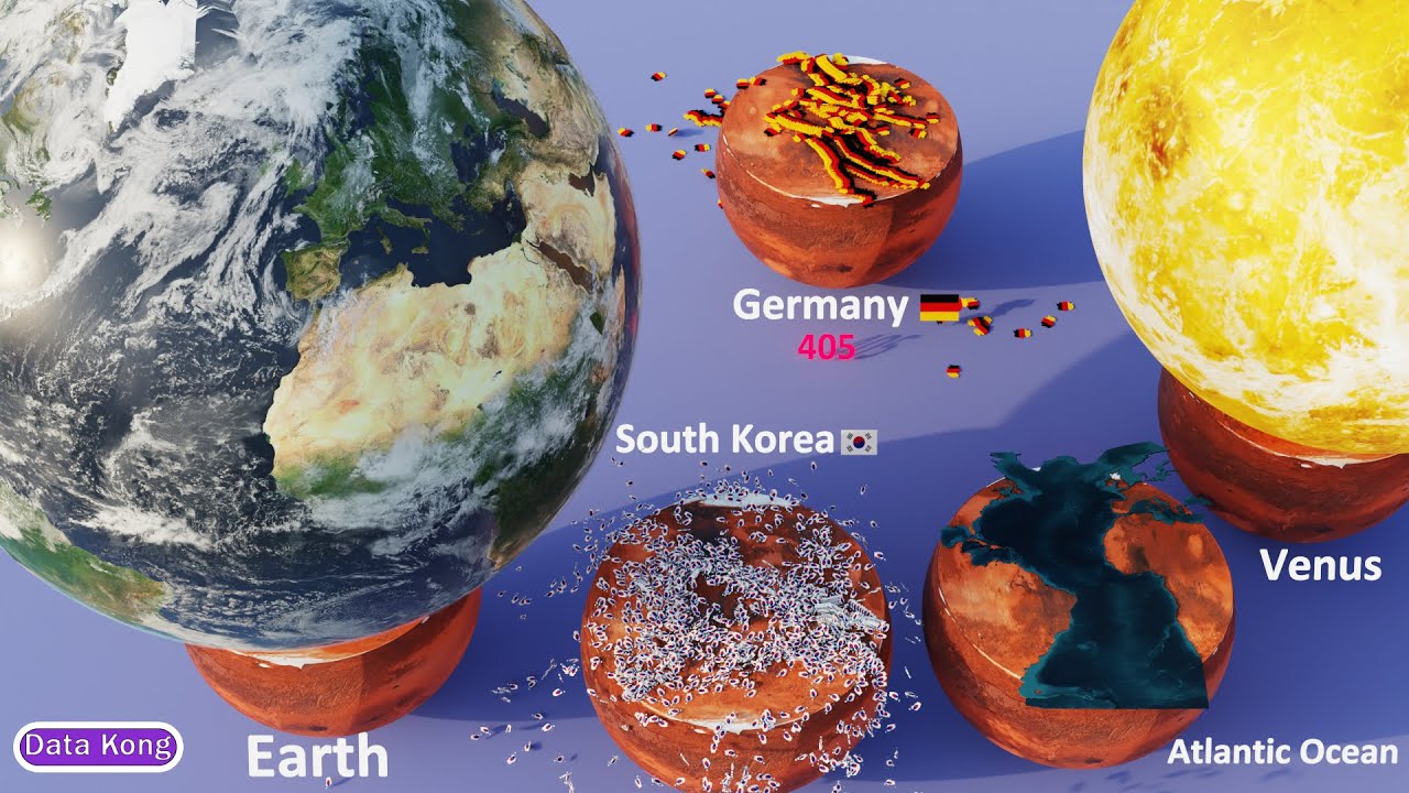 Countries Size Comparison VS Mars