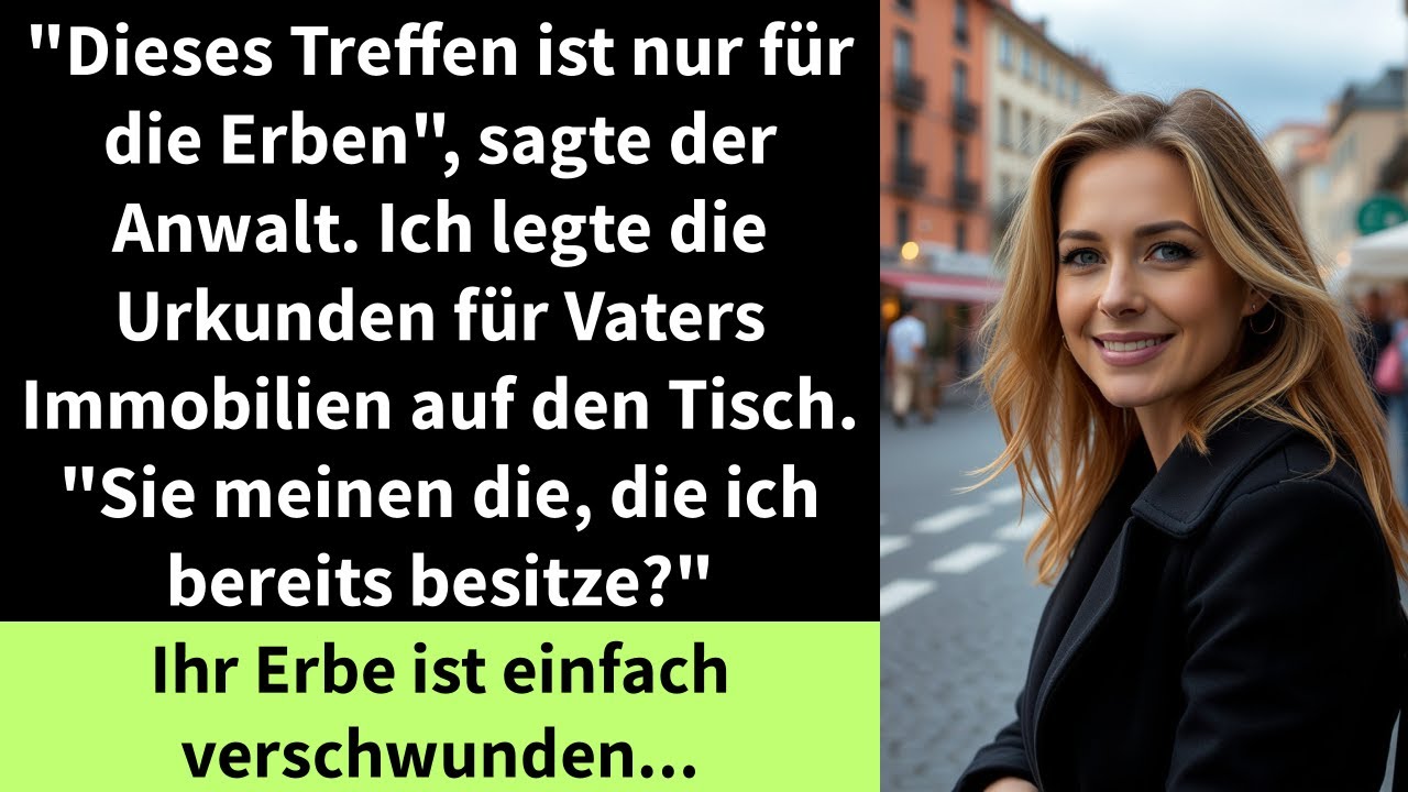 "Dieses Treffen ist nur für die Erben", sagte der Anwalt. Ich legte die Urkunden für Vaters