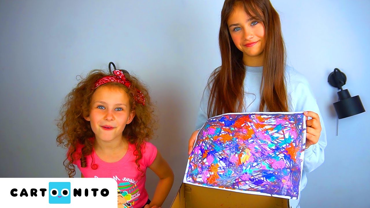 DIY SZTUKA 🎨  Farby + Rysunek = Super Zabawa! 🎉 | @CartoonitoPL X Kalinka #diydladzieci #sztuka