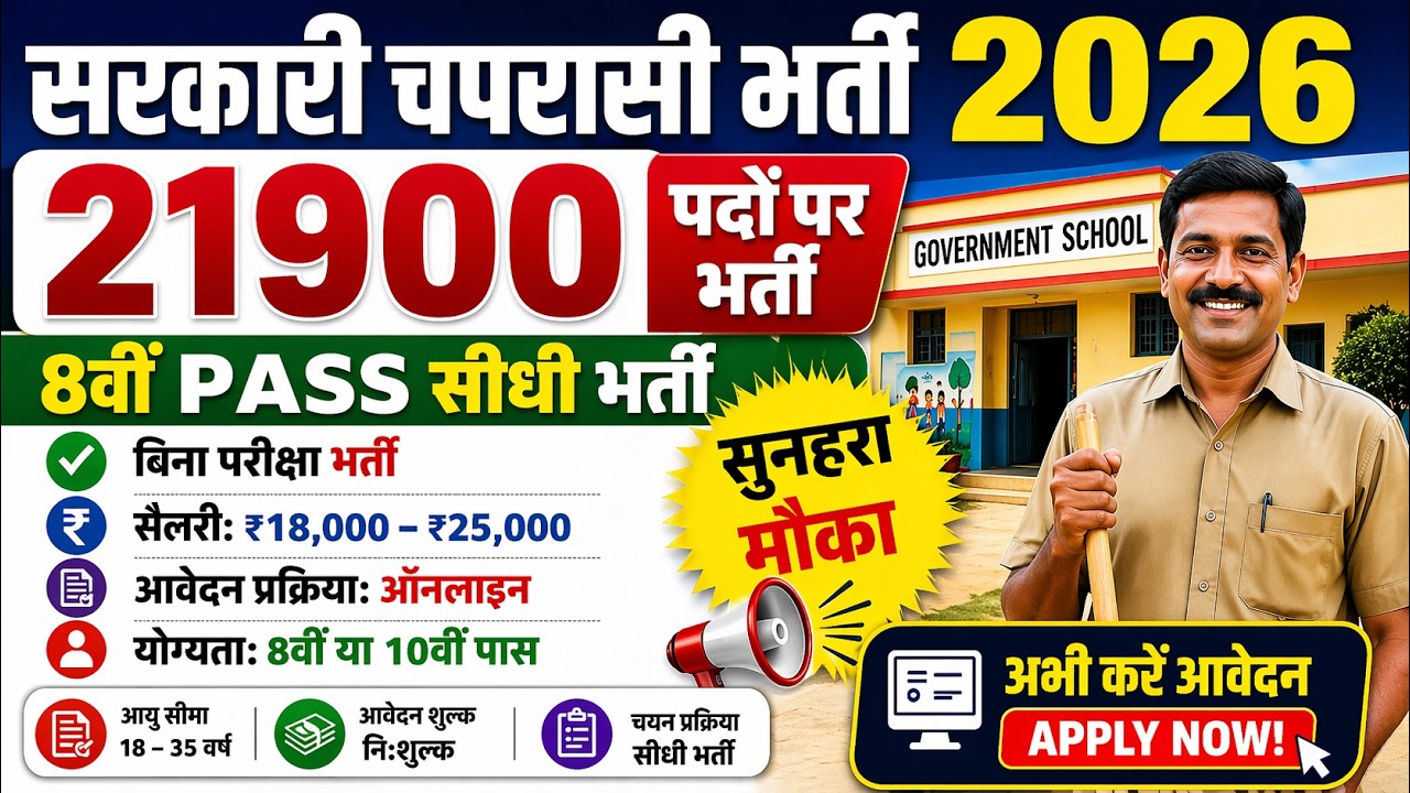 Government Peon Recruitment 2026 | Government School Peon Recruitment 2026 | Peon Vacancy 2026 Ap...