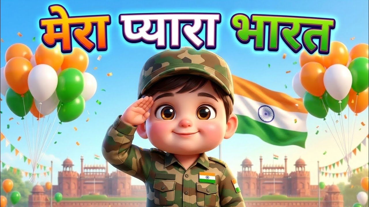 मेरा प्यारा भारत | Tintu in Army Dress | 26 January Special Kids Poem | Republic Day Rhyme