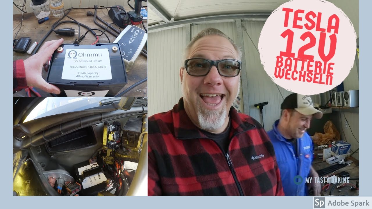 Tesla Model S vor Facelift 12V OHMMU Batterie wechseln.