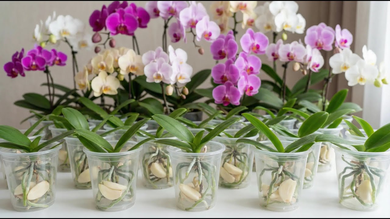Just one cup of garlic! Orchids surprisingly sprout roots and grow rapidly.
