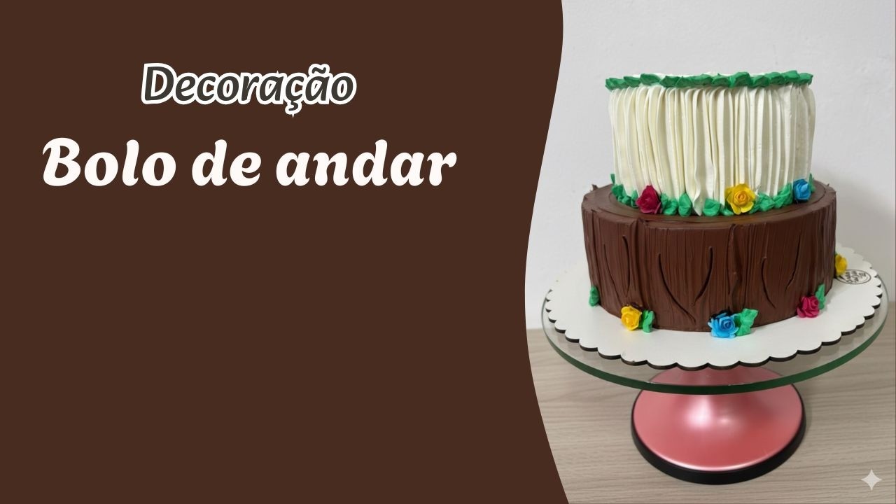 Decorando um bolo de andar em chantilly ao vivo