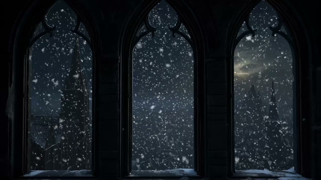 Medieval Winter Window ❄️ Howling Wind & Snow Ambience for Deep Sleep
