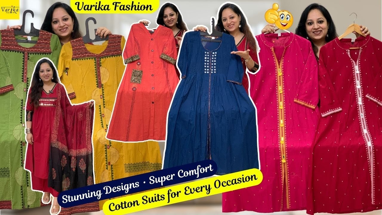 Premium cotton kurta set for women wear haul designer suits premium cotton suits mirror work suits