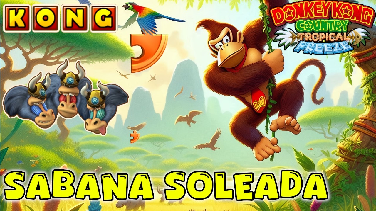 Sabana Soleada DONKEY KONG TROPICAL FREEZE puzzle rompecabezas y letras KONG