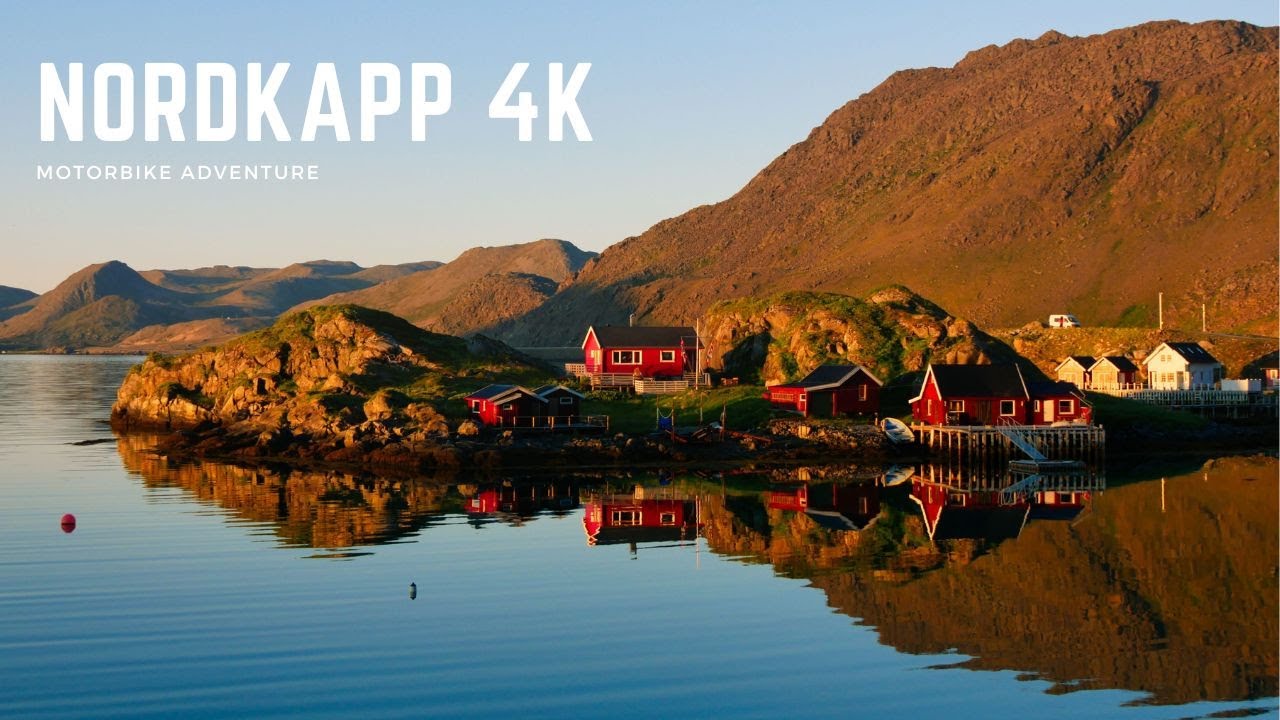 Viaje a Nordkapp en moto a vista de drone 4k