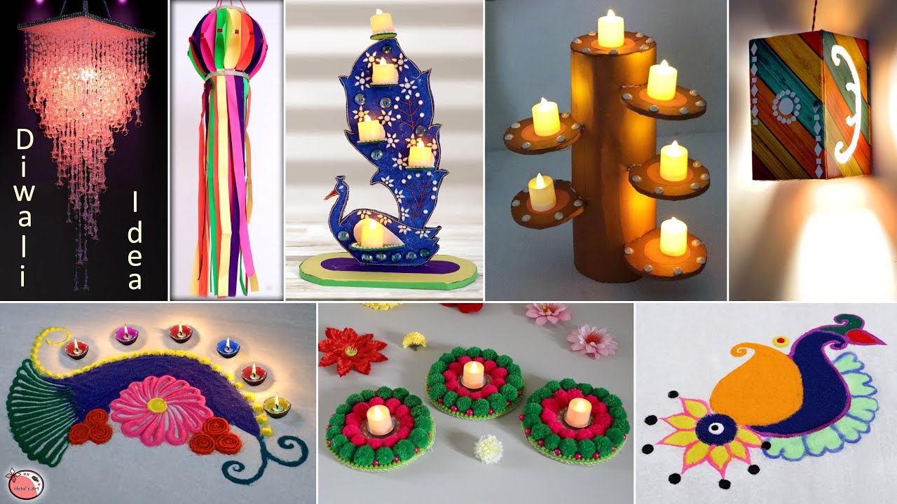 12 Diwali Decoration Ideas !!! Home Decor Craft || Wall Hanging, Rangoli, Diya Stand, Night Lamp