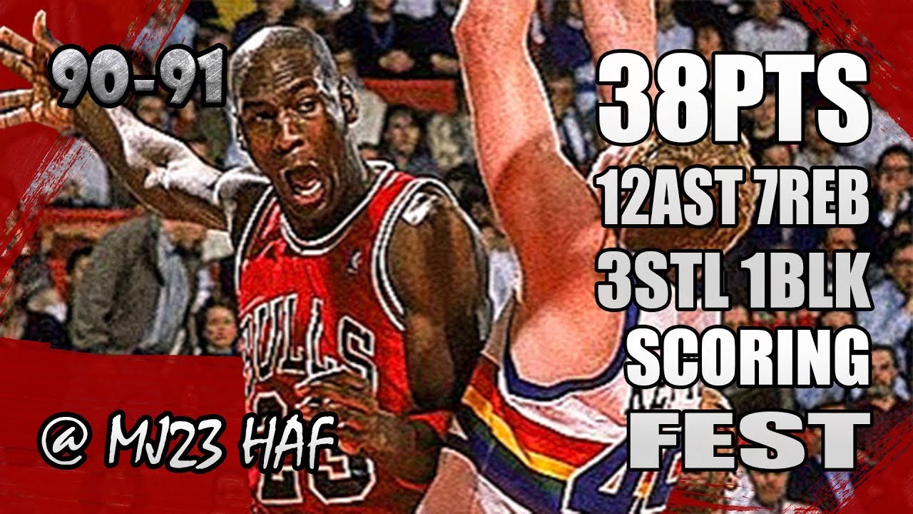 Michael Jordan Highlights vs Nuggets (1990.11.24) - 38pts, 12ast, Scoring Fest!