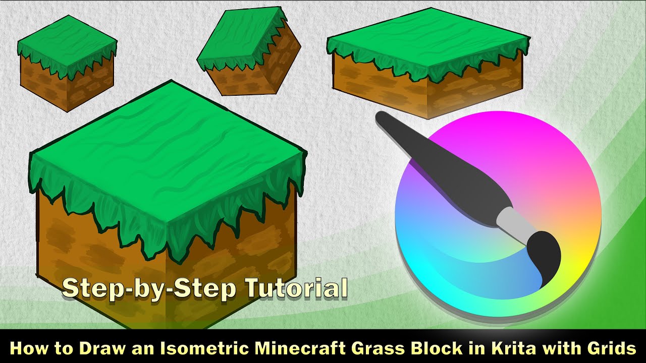 How to Draw an Isometric Minecraft Grass Block in Krita with Grids
