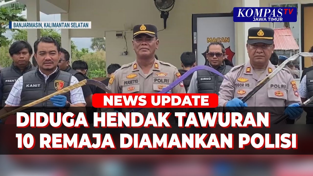 Diduga Hendak Tawuran, 10 Remaja di Banjarmasin Ditangkap dan Sita Celurit-Parang