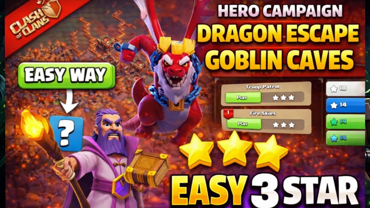 How to 3 Star Dragon Escape Challenge 5 Goblin Caves (Easy Method) | Clash of Clans