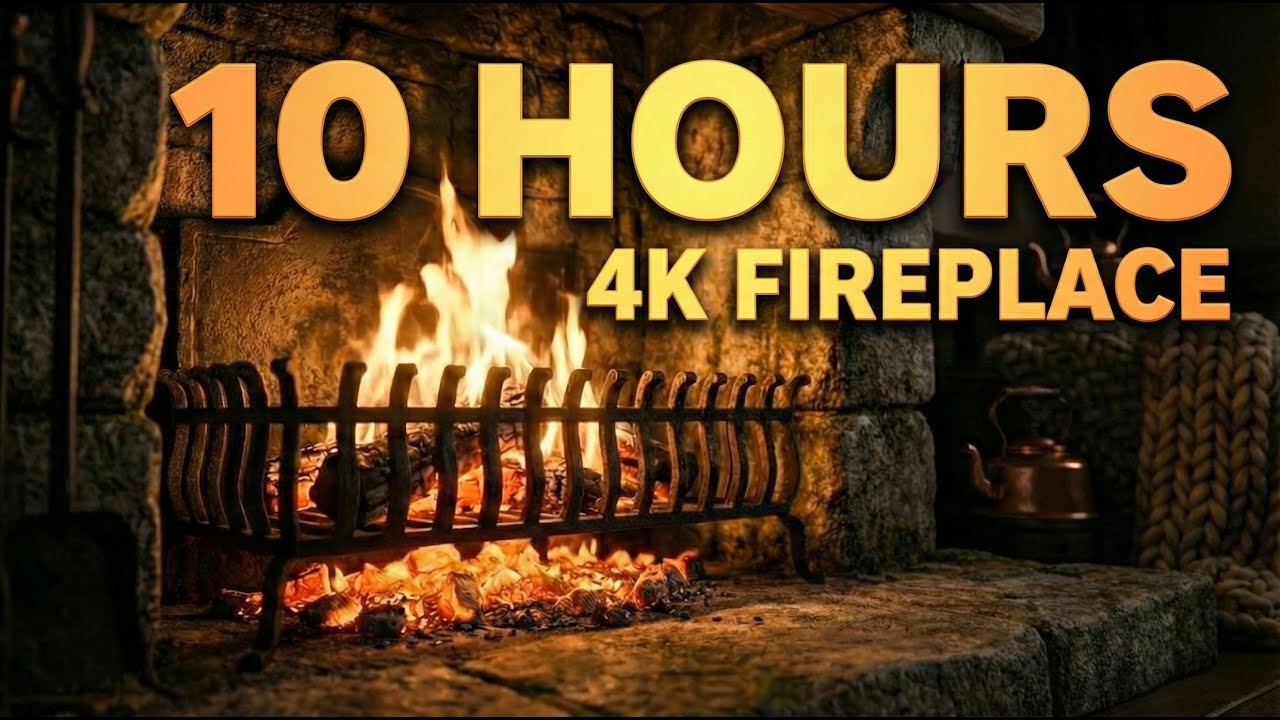 10 Hours Fireplace (No Music) 🪵 Crackling Sounds for Sleep, Study, and Relaxation [4K] #asmr