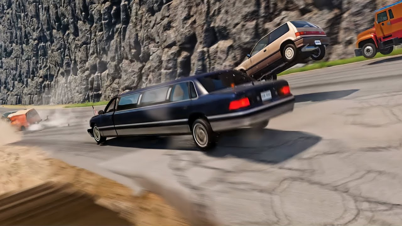 BeamNG Drive - Racing & Crashing downhill On The Crash Falls Map