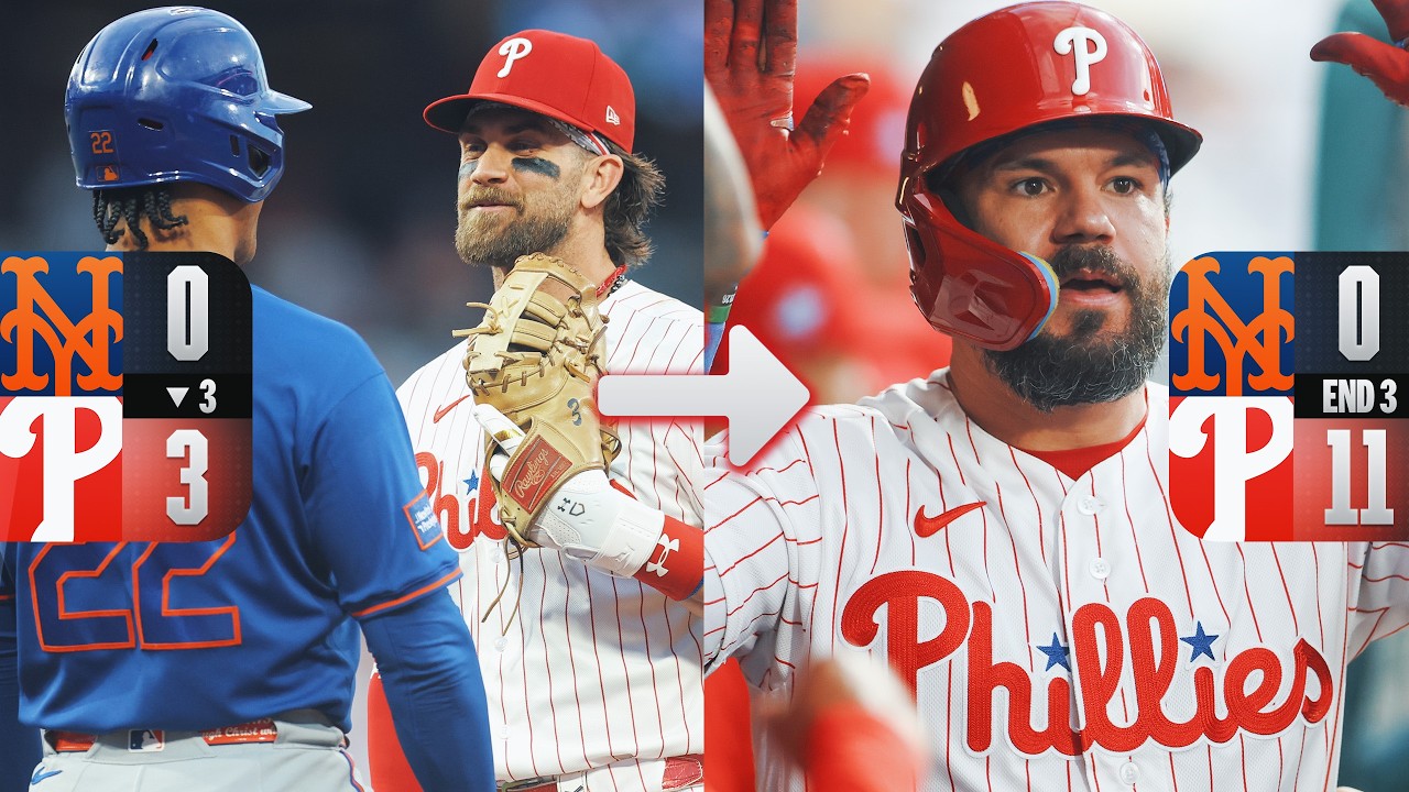Kyle Schwarber homers TWICE in an 8-run inning for the Phillies vs. the Mets 😳 | MLB Highlights