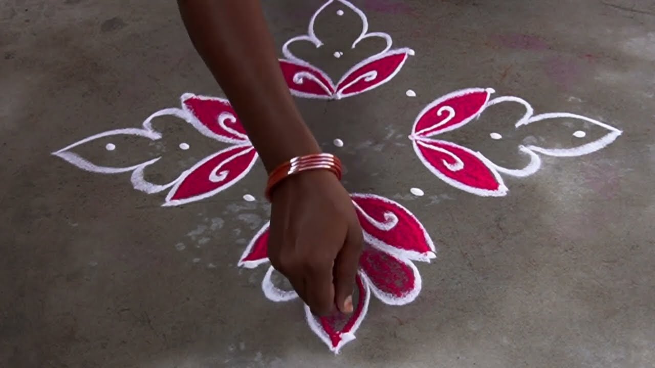 Daily rangoli || flowers rangoli || muggulu ||