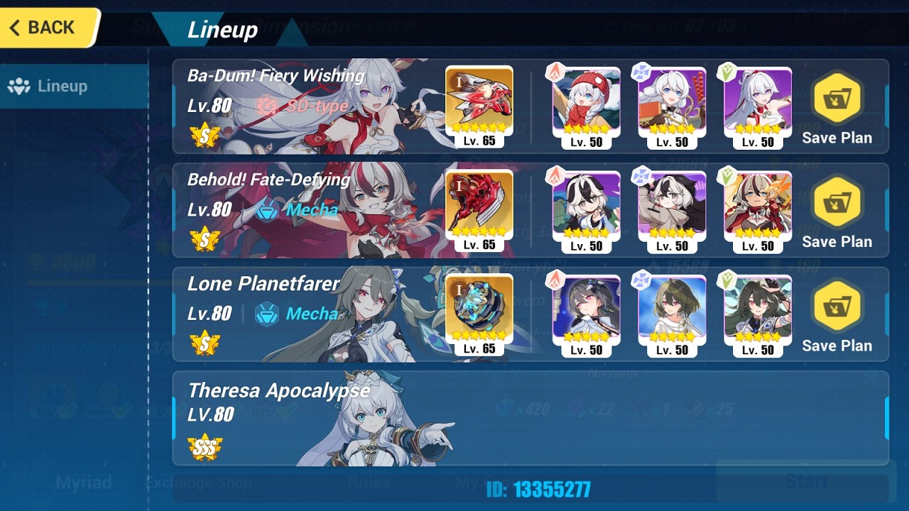 [HI3 SEA] Nirvana Abyss 558D - Stardust Mobs (Bloodlust) 755 Pts - FWS(S0+1), FDD(S0+1), LP(S0+1)